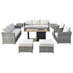 XIZZI 13-piece Outdoor Patio Furniture Wicker Seating Set with Fire Pit
