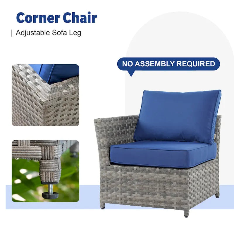 XIZZI 13-piece Outdoor Patio Furniture Wicker Seating Set with Fire Pit