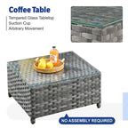 XIZZI 13-piece Outdoor Patio Furniture Wicker Seating Set with Fire Pit