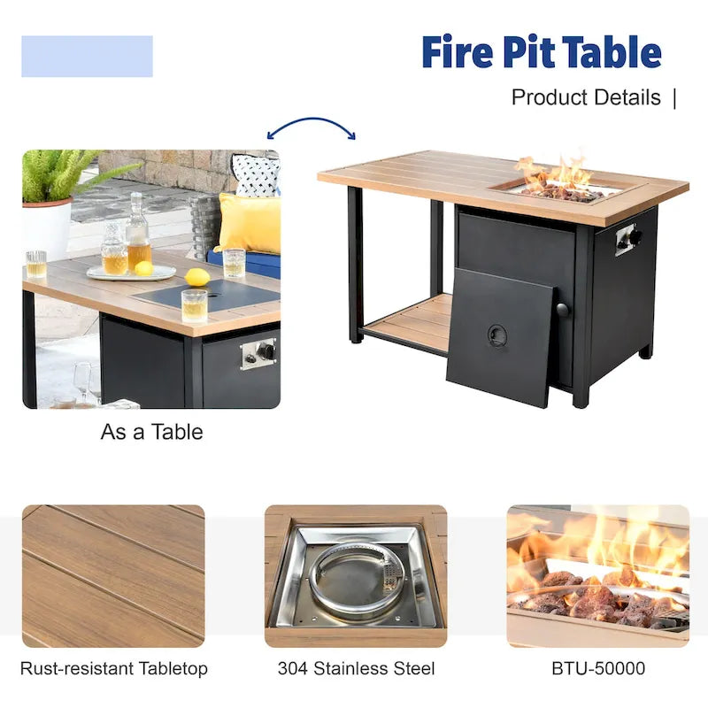 XIZZI 13-piece Outdoor Patio Furniture Wicker Seating Set with Fire Pit