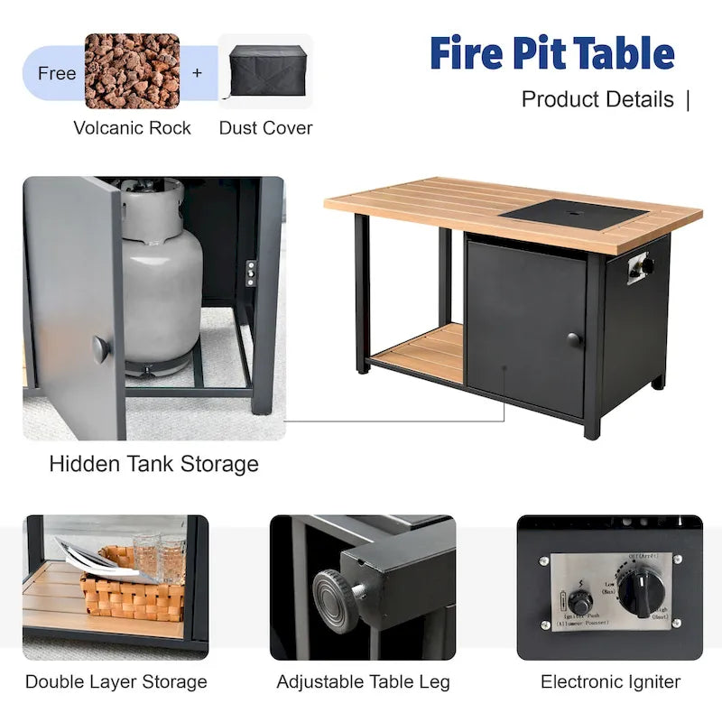 XIZZI 13-piece Outdoor Patio Furniture Wicker Seating Set with Fire Pit