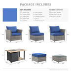 XIZZI 13-piece Outdoor Patio Furniture Wicker Seating Set with Fire Pit