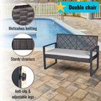 4-Piece Acacia Wood Table Top Patio Furniture Conversation Set for Balcony Porch Garden Backyard Lawn