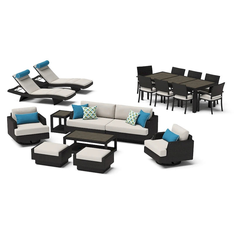 Portofino Comfort 19 Piece Sunbrella Outdoor Motion Estate Set