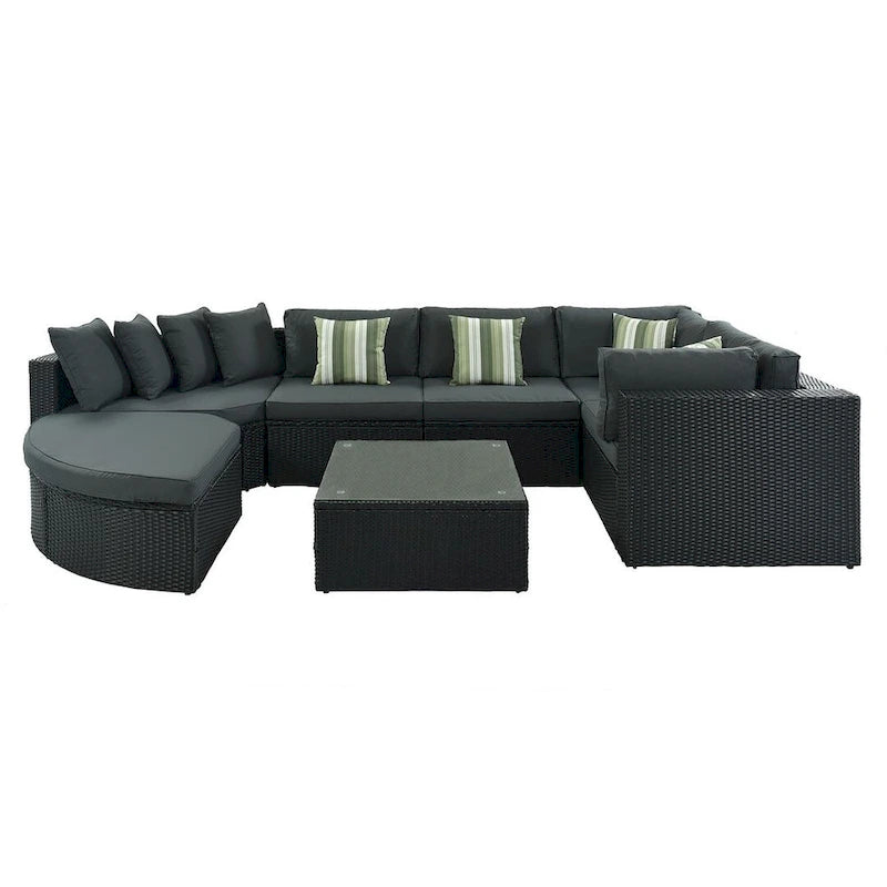7 PCS Outdoor Wicker Sofa Set, Rattan Sofa Lounger