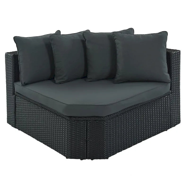 7 PCS Outdoor Wicker Sofa Set, Rattan Sofa Lounger