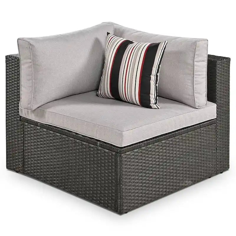 7 PCS Outdoor Wicker Sofa Set, Rattan Sofa Lounger