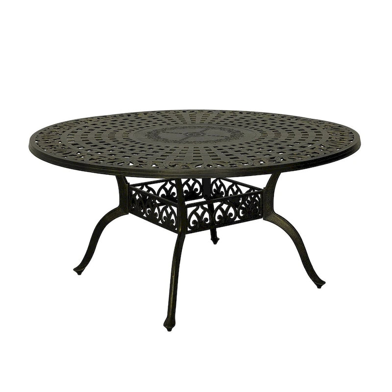 59   Elegant Openwork Cast Aluminum Round Table - Bronze