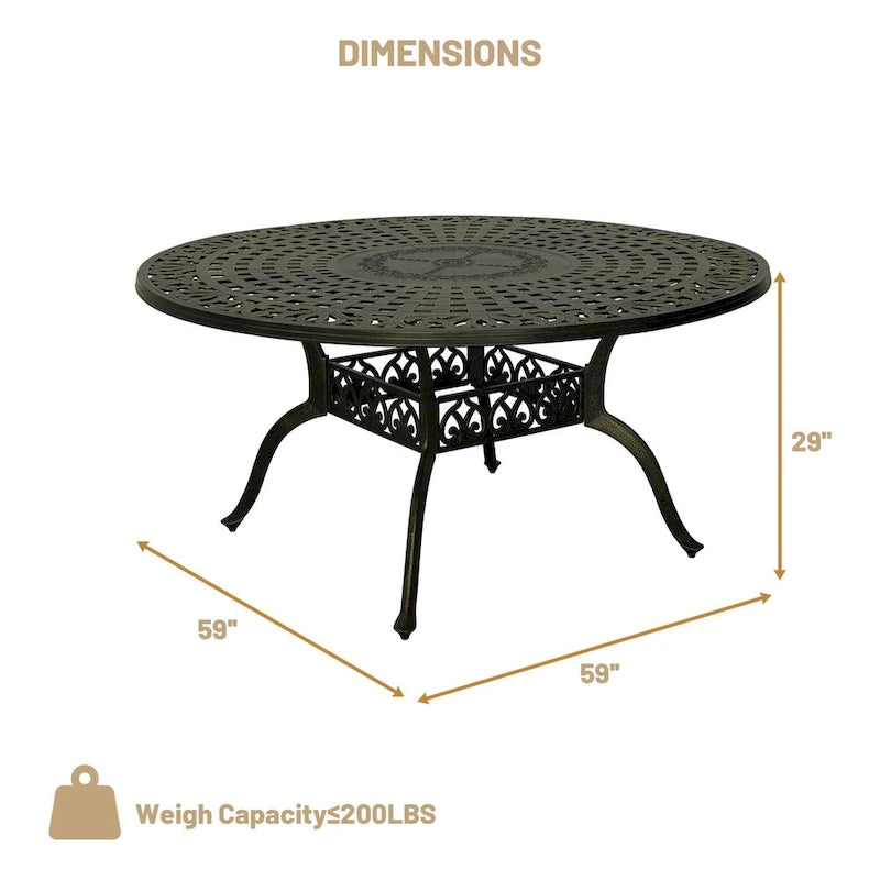 59   Elegant Openwork Cast Aluminum Round Table - Bronze