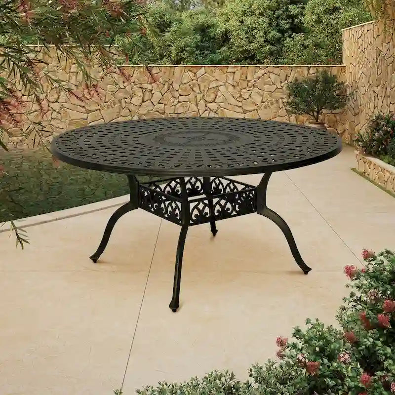59   Elegant Openwork Cast Aluminum Round Table - Bronze