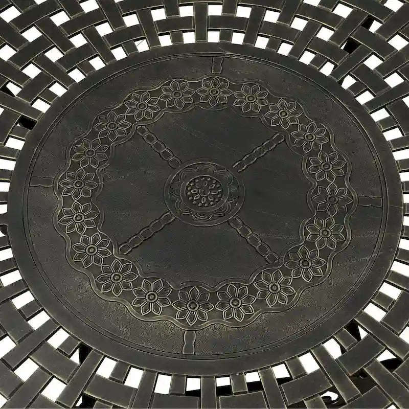 59   Elegant Openwork Cast Aluminum Round Table - Bronze