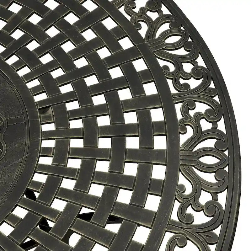 59   Elegant Openwork Cast Aluminum Round Table - Bronze