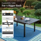 MAISON ARTS 9-Piece Patio Dining Set with Expandable Rectangular Metal Table and 8 Textilene Dining Chairs