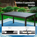 MAISON ARTS 9-Piece Patio Dining Set with Expandable Rectangular Metal Table and 8 Textilene Dining Chairs