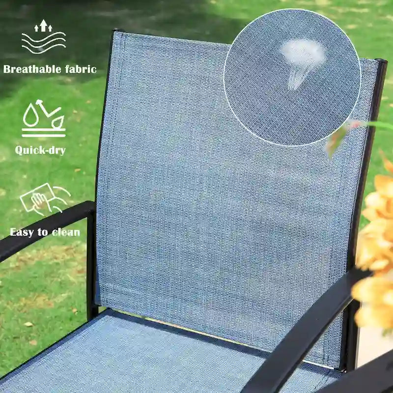 MAISON ARTS 9-Piece Patio Dining Set with Expandable Rectangular Metal Table and 8 Textilene Dining Chairs