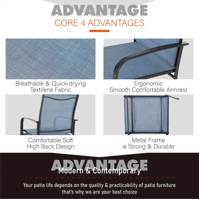 MAISON ARTS 9-Piece Patio Dining Set with Expandable Rectangular Metal Table and 8 Textilene Dining Chairs