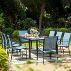 MAISON ARTS 9-Piece Patio Dining Set with Expandable Rectangular Metal Table and 8 Textilene Dining Chairs