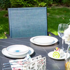 MAISON ARTS 9-Piece Patio Dining Set with Expandable Rectangular Metal Table and 8 Textilene Dining Chairs