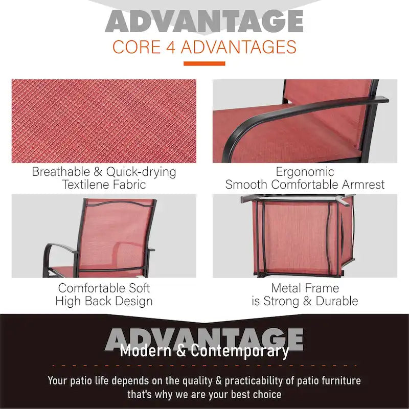 MAISON ARTS 9-Piece Patio Dining Set with Expandable Rectangular Metal Table and 8 Textilene Dining Chairs