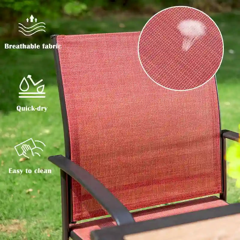 MAISON ARTS 9-Piece Patio Dining Set with Expandable Rectangular Metal Table and 8 Textilene Dining Chairs