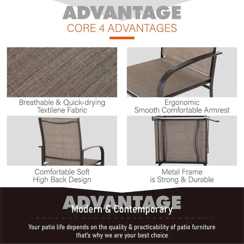 MAISON ARTS 9-Piece Patio Dining Set with Expandable Rectangular Metal Table and 8 Textilene Dining Chairs