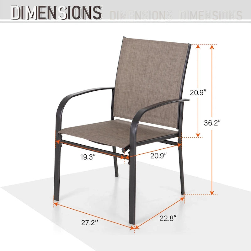 MAISON ARTS 9-Piece Patio Dining Set with Expandable Rectangular Metal Table and 8 Textilene Dining Chairs