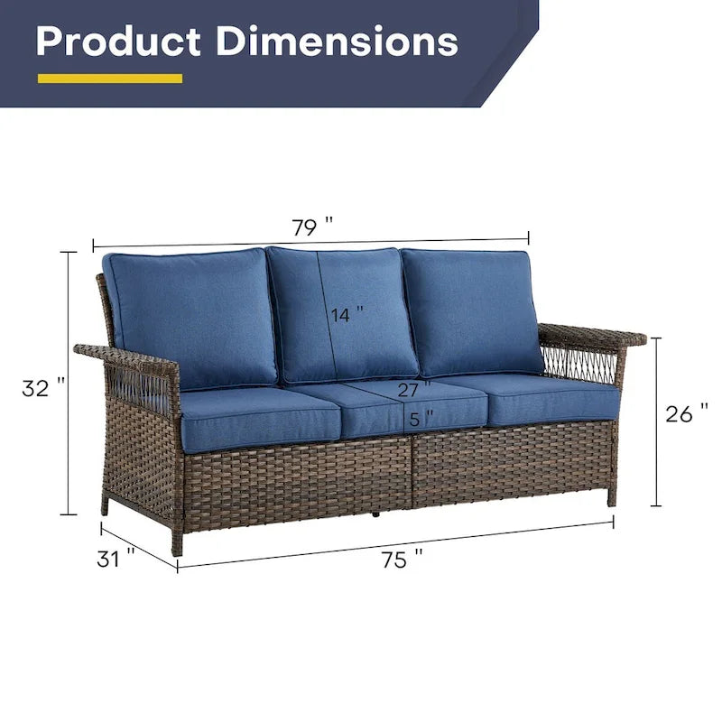 Gymojoy Patio Wicker Rattan Club Chairs - Brown