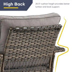 Gymojoy Patio Wicker Rattan Club Chairs - Brown