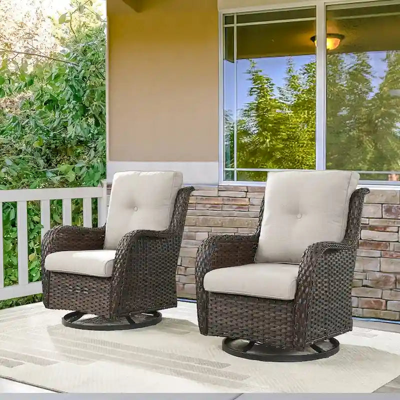 Rattan Rocker Chairs with High Back - Brown