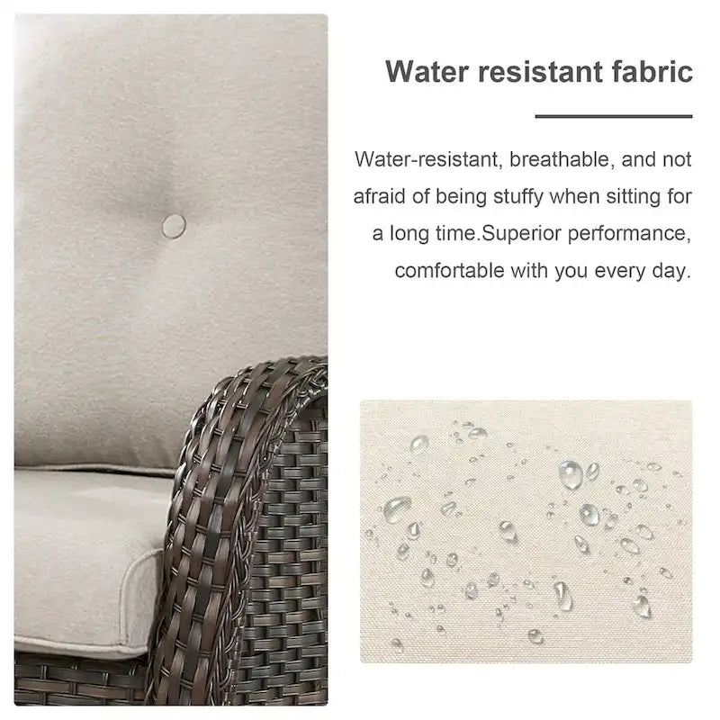 Rattan Rocker Chairs with High Back - Brown