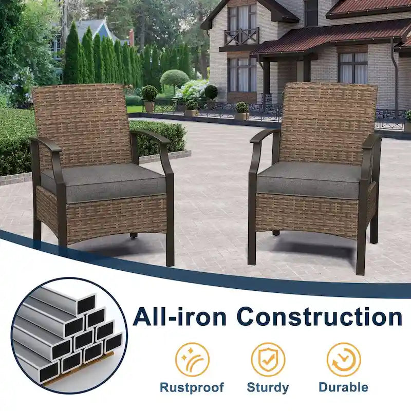 Outdoor Patio Rattan Dining Chairs (Set of 2)