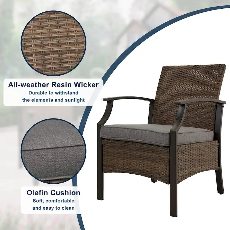 Outdoor Patio Rattan Dining Chairs (Set of 2)