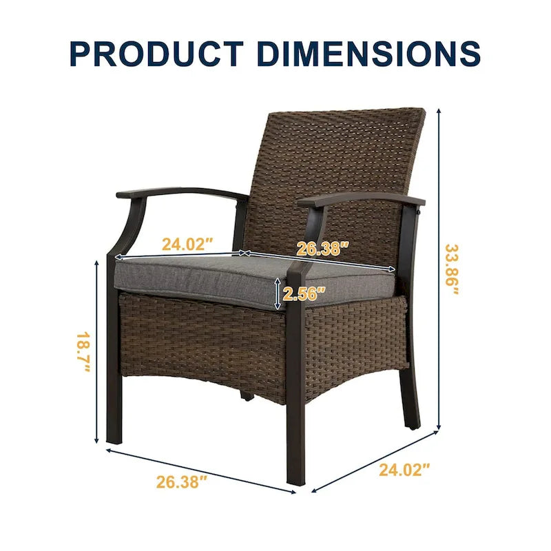 Outdoor Patio Rattan Dining Chairs (Set of 2)