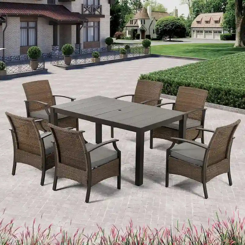Outdoor Patio Rattan Dining Chairs (Set of 2)