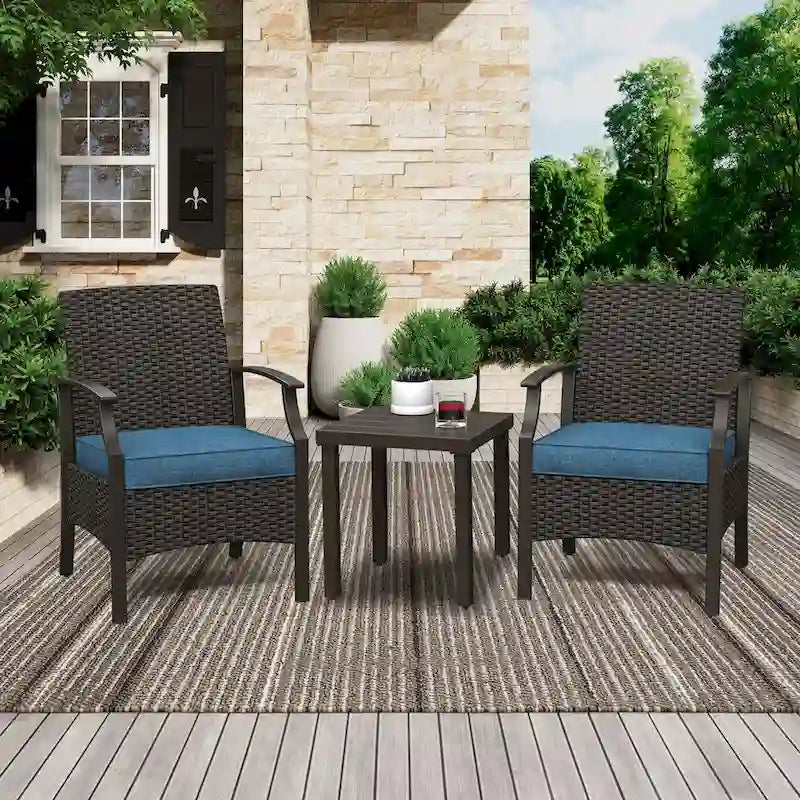 Outdoor Patio Rattan Dining Chairs (Set of 2)