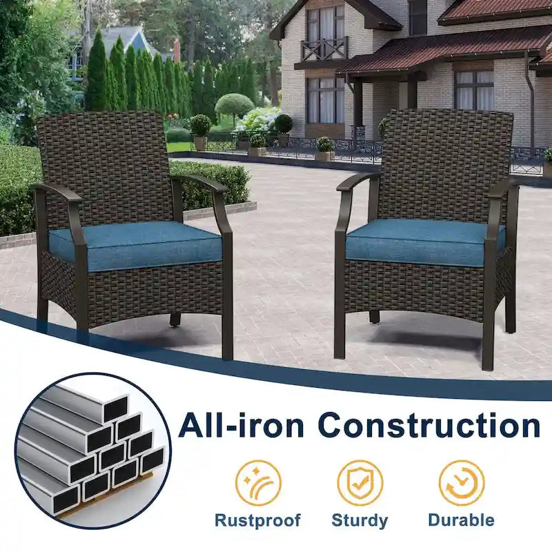 Outdoor Patio Rattan Dining Chairs (Set of 2)