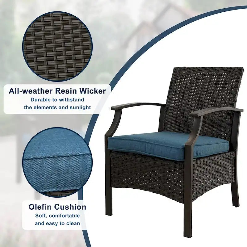 Outdoor Patio Rattan Dining Chairs (Set of 2)