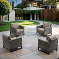 4 Piece Patio Chairs Wicker Outdoor Chair - Grey