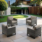 4 Piece Patio Chairs Wicker Outdoor Chair - Grey