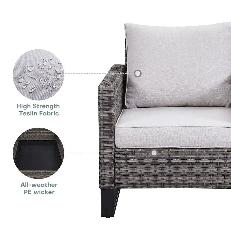 4 Piece Patio Chairs Wicker Outdoor Chair - Grey