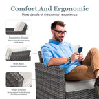 4 Piece Patio Chairs Wicker Outdoor Chair - Grey