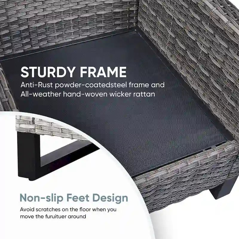 4 Piece Patio Chairs Wicker Outdoor Chair - Grey