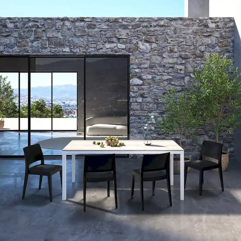 WRGHOME Modern Stacking Patio Dining Side Chair Indoor/Outdoor (Set of 2) - 31.10   H X 19.29   W X 19.68   D