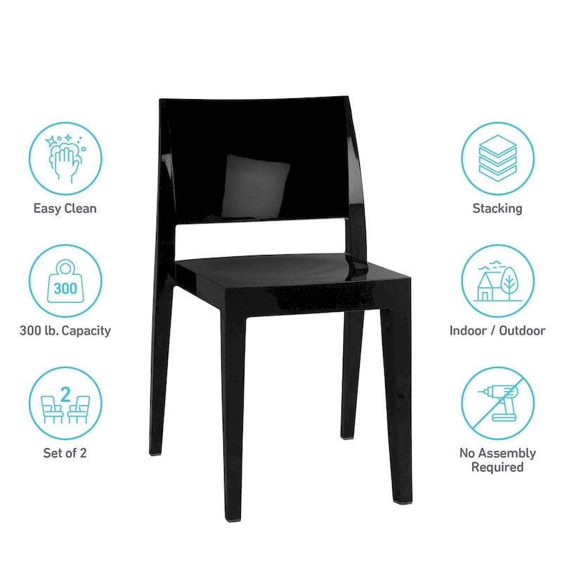 WRGHOME Modern Stacking Patio Dining Side Chair Indoor/Outdoor (Set of 2) - 31.10   H X 19.29   W X 19.68   D