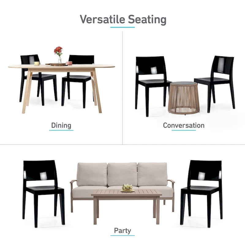 WRGHOME Modern Stacking Patio Dining Side Chair Indoor/Outdoor (Set of 2) - 31.10   H X 19.29   W X 19.68   D