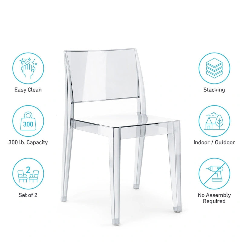 WRGHOME Modern Stacking Patio Dining Side Chair Indoor/Outdoor (Set of 2) - 31.10   H X 19.29   W X 19.68   D