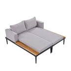 Outdoor Patio Daybed with Acacia Wood Side Spaces