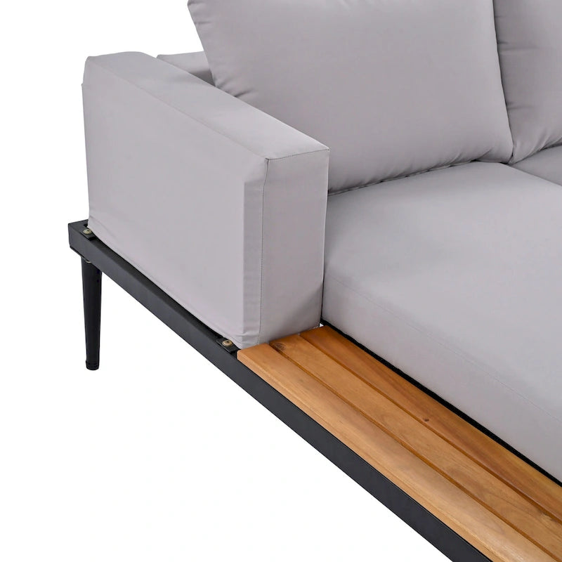 Outdoor Patio Daybed with Acacia Wood Side Spaces