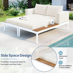 Outdoor Patio Daybed with Acacia Wood Side Spaces