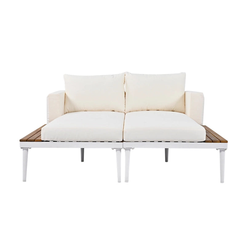 Outdoor Patio Daybed with Acacia Wood Side Spaces